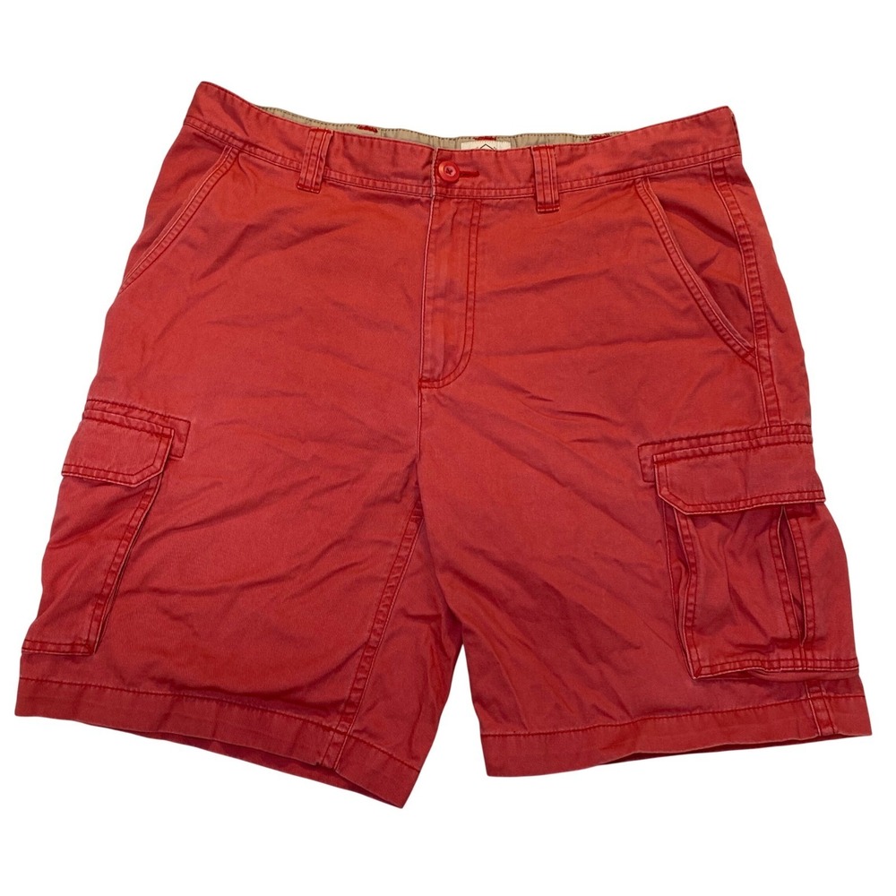 St Johns Bay Cargo Shorts Mens 38 Red Cotton Utility Casual Outdoor